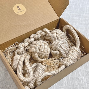 Dog Cat Toy Gift Box with  Natural Cotton Rope - Ideal Birthday Gifts for Small Medium and Large Dogs - Durable and Non-Toxic