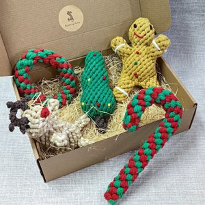 Cadeau de Noël/Décoration de Noël/Boîte-cadeau de Noël pour enfants Animaux de compagnie Chiens/Motif de Noël à tricoter Arbre Renne Jouets Bonhomme en pain d'épice