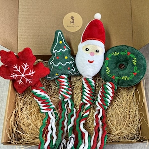 Dog Christmas Gift Toy Box with Natural Cotton Rope for Dog Lovers / Christmas Pet Gifts / Christmas Dog Puppy Supplies / Pet Toys