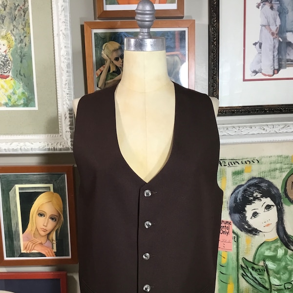 1970’s Men’s Brown Polyester Vest