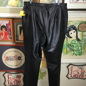 1980s Black Leather Pants image 3