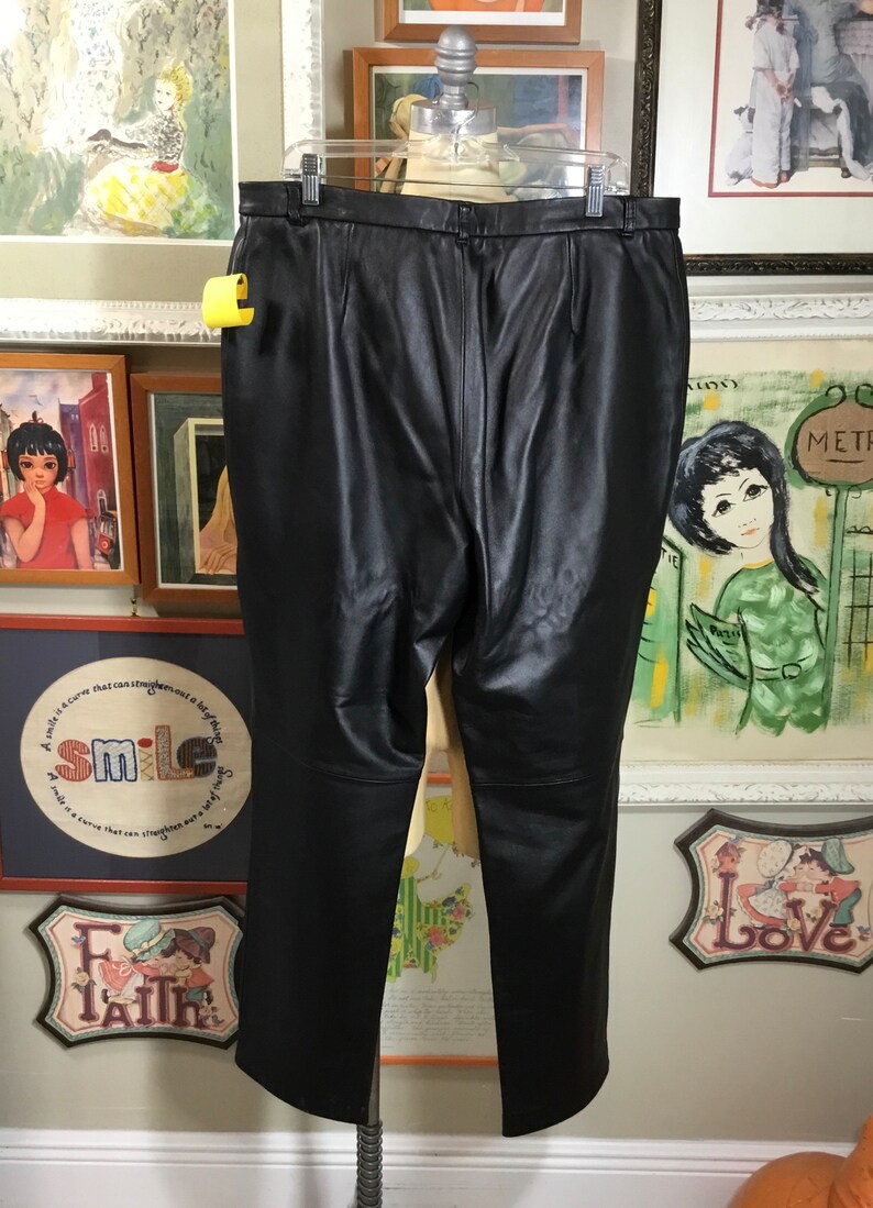 1980s Black Leather Pants image 3