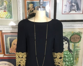 Rina diMontella 1980’s Black & Gold Evening Dress