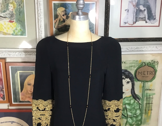 Rina diMontella 1980’s Black & Gold Evening Dress - image 1