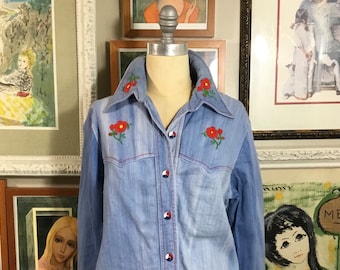 Galliano 1970’s Women’s 2 Piece Faded Blue Denim Pant Outfit