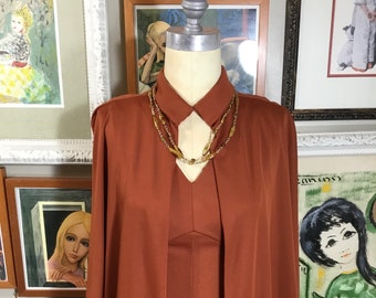 Vintage 1970’s Rust Maxi Dress with Cape