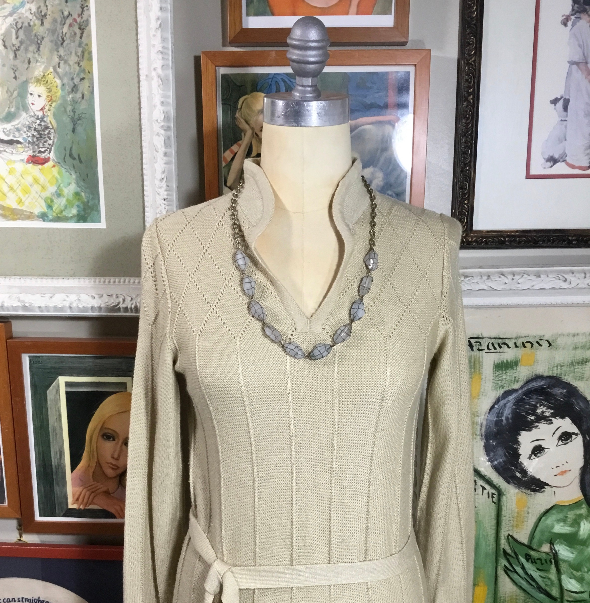 60s -70s Jewelry – Necklaces, Earrings, Rings, Bracelets Schrader Sport Knit 1960s Sweater Dress $65.00 AT vintagedancer.com