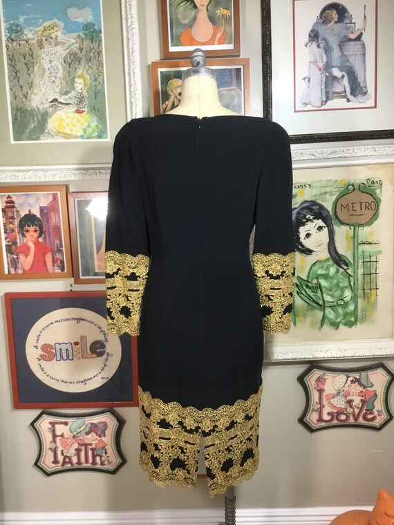 Rina diMontella 1980’s Black & Gold Evening Dress - image 3