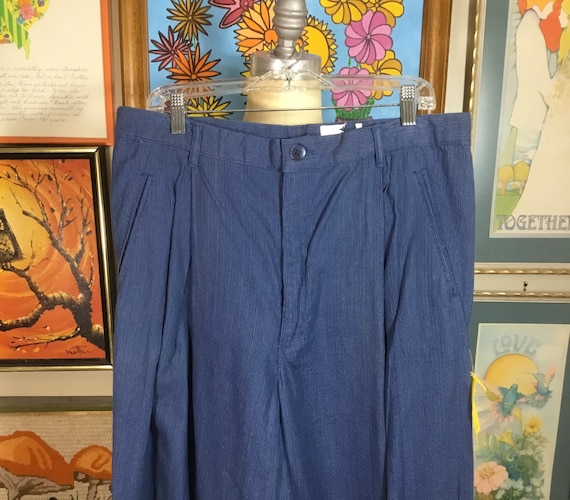 1980’s Men’s Blue Pleated Trousers - image 1