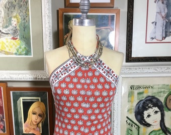 Daffy California 1970’s Halter Top Summer Maxi Dress