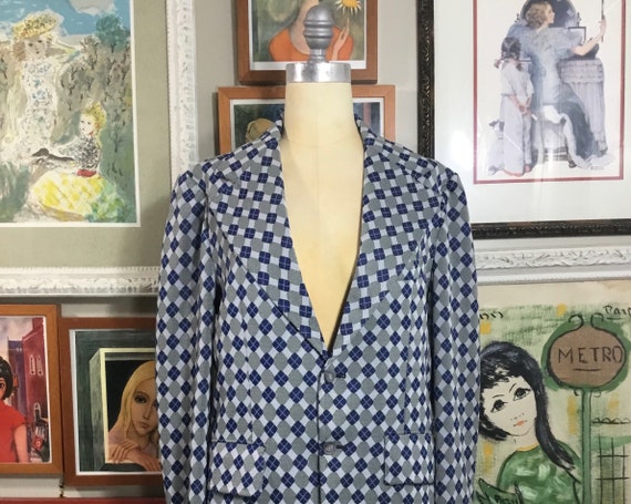 1970’s Men’s Diamond Print Sports Jacket - image 1