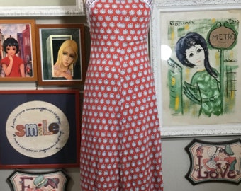 Daffy California 1970s Halter Top Summer Maxi Dress