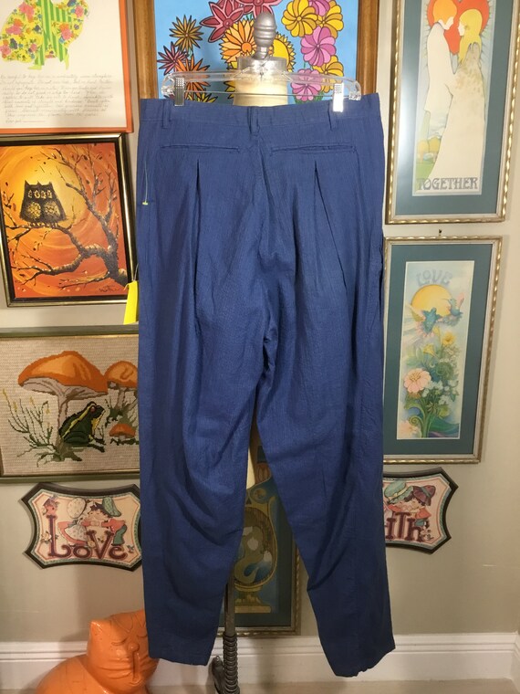 1980’s Men’s Blue Pleated Trousers - image 3