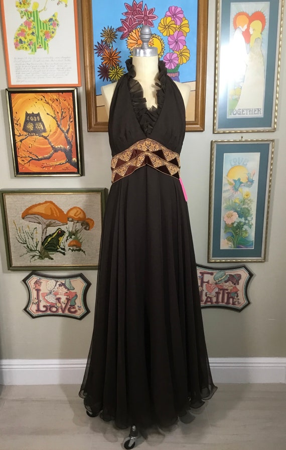 Vintage 1970’s Halter Top Maxi Dress - image 2