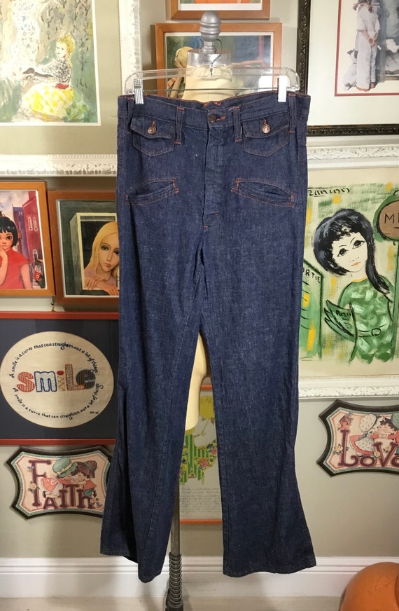 Mr. Leggs 1970’s Blue Denim Unisex Flare Jeans - image 2