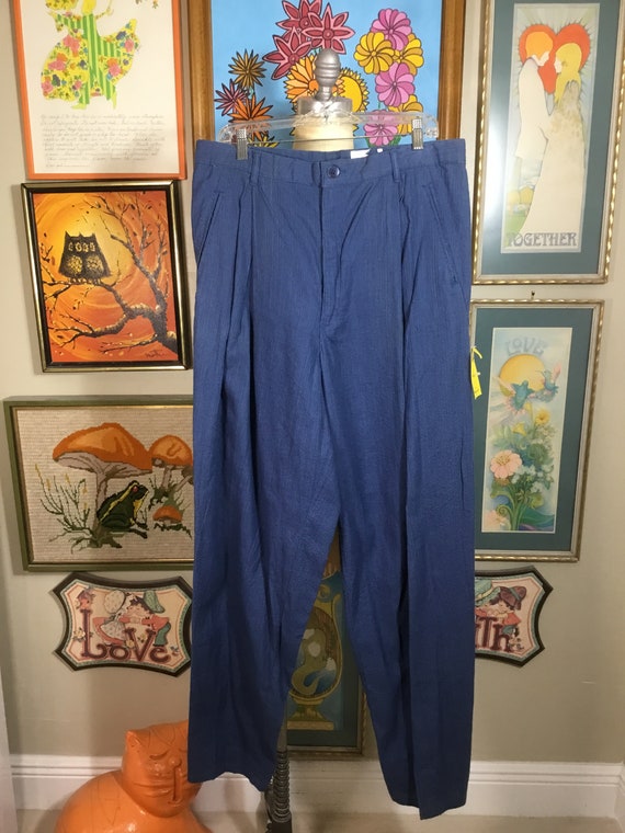 1980’s Men’s Blue Pleated Trousers - image 2