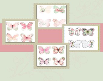 Mariposas 3D con girasoles Inserto de diario basura, efímero de álbum de recortes, Día de la Madre, tarjetas de felicitación, páginas interactivas, imprimibles
