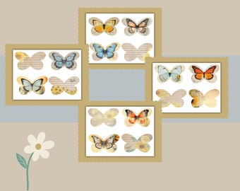 Mariposas 3D con girasoles Inserto de diario basura, efímero de álbum de recortes, Día de la Madre, tarjetas de felicitación, páginas interactivas, imprimibles