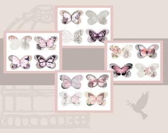 Inserción del diario 3D Butterfly Junk, efímera de álbum de recortes, Día de la Madre, tarjetas de felicitación, páginas interactivas, imprimibles