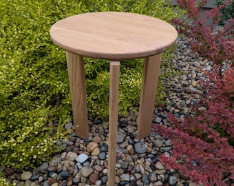 White Oak Round End Table Handcrafted
