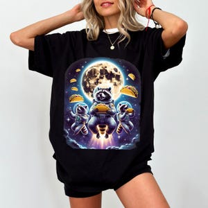 Three Raccoons Graphic T-shirts, Retro Raccoon Moon Tshirt, Street Cats Shirt, Funny Raccoon Shirt, Cute Raccoon t-Shirt