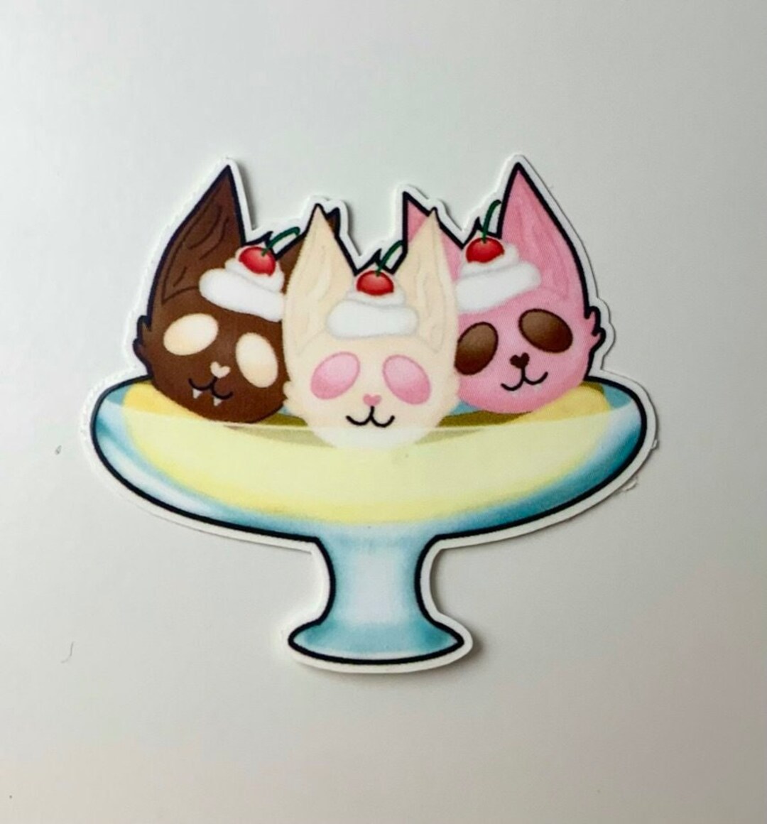 Cute Bat Banana Split Sticker batnana Split Etsy
