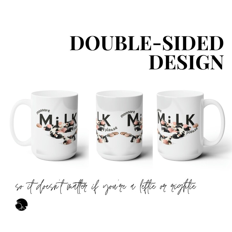 This mug has a double sided design, so it doesn't matter if you're a leftie or a rightie. The design will always be visible.