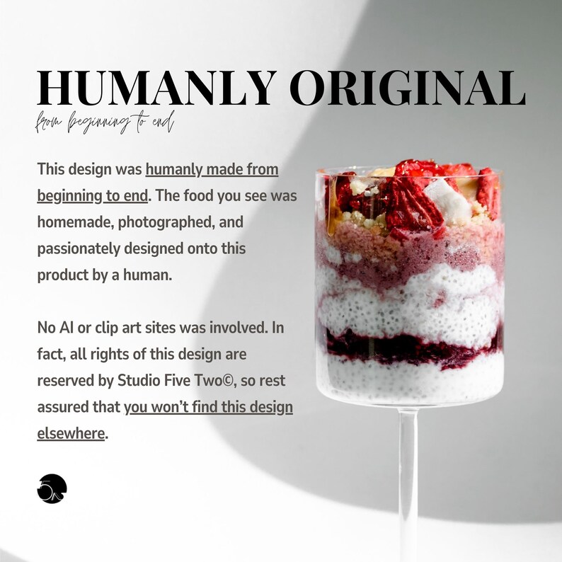 Humanly original design made from beginning to end. No AI art or clip arts involved.