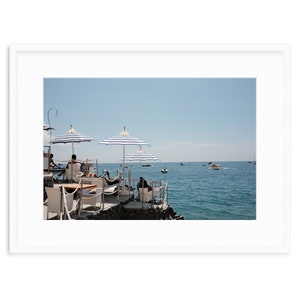 Italian Riviera Print: Striped Umbrellas, Coastal Seaside Retreat