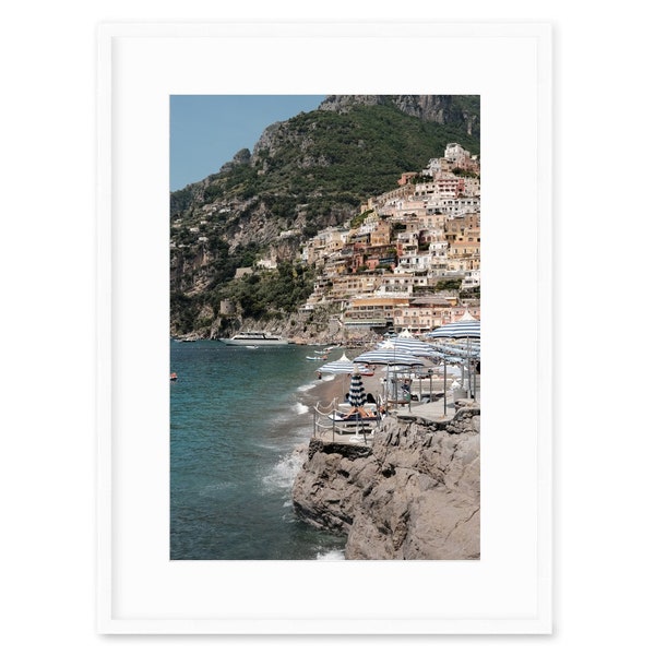 Positano Print: La Scogliera Beach Club, Amalfi Coast (Digital Print)
