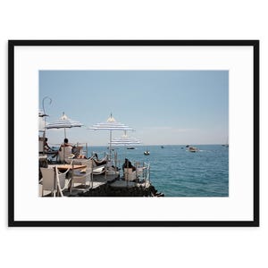 Capri Beach Print: Italian Riviera Coastal Art, Striped Umbrellas