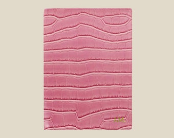 Personalized Pink Crocodile Vegan Leather A5 Notebook Journal