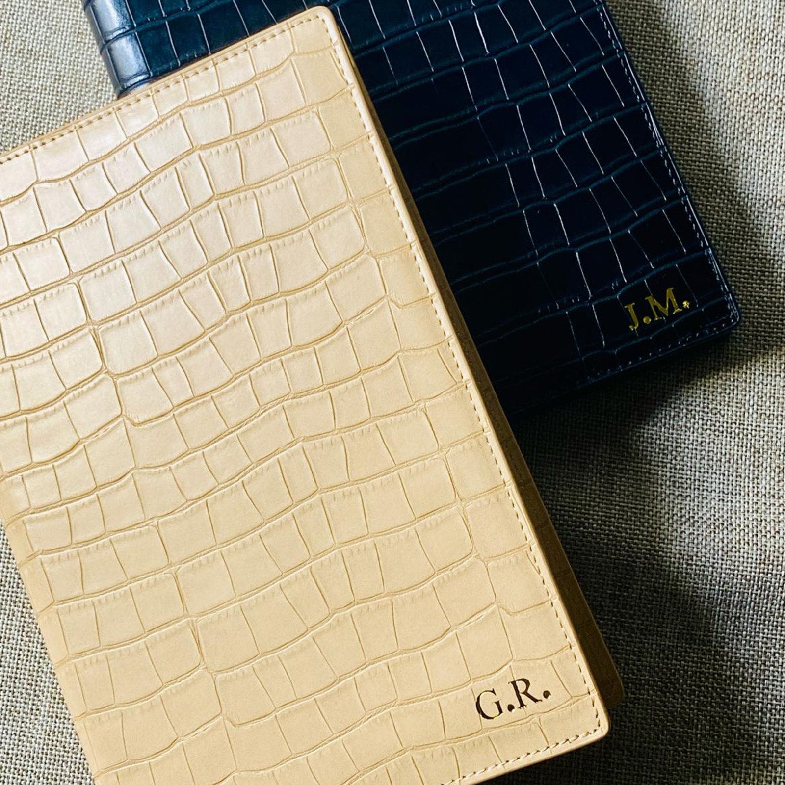 Personalized A5 Vegan Leather Journal: Crocodile Finish Notebook