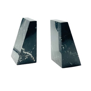 Black Marble Wedge Bookends  - Set of 2
