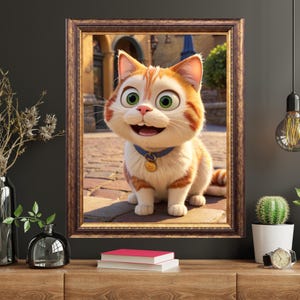 Katzenportrait im Pixar-Stil - personalisierte 3D-Comic-Katzenzeichnung, handgezeichnete digitale Katzenkunst, einzigartiges Katzengeschenk, lebendige Katzenillustration