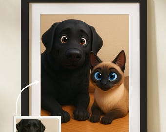 Retrato de mascota personalizado estilo Pixar: dibujo animado en 3D personalizado (descarga digital)