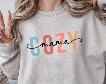 Cozy Mama Sweatshirt, Cozy Sweater, Autumn Sweater, Cute Fall Sweatshirt for Mom, Oversized Fall Crewneck, Mama Fall Sweater, Aesthetic Fall