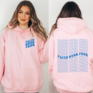 Moletom com capuz fé sobre o medo, roupas cristãs de fé, roupas cristãs de jesus, moletom espiritual cristão, gola redonda, salmo