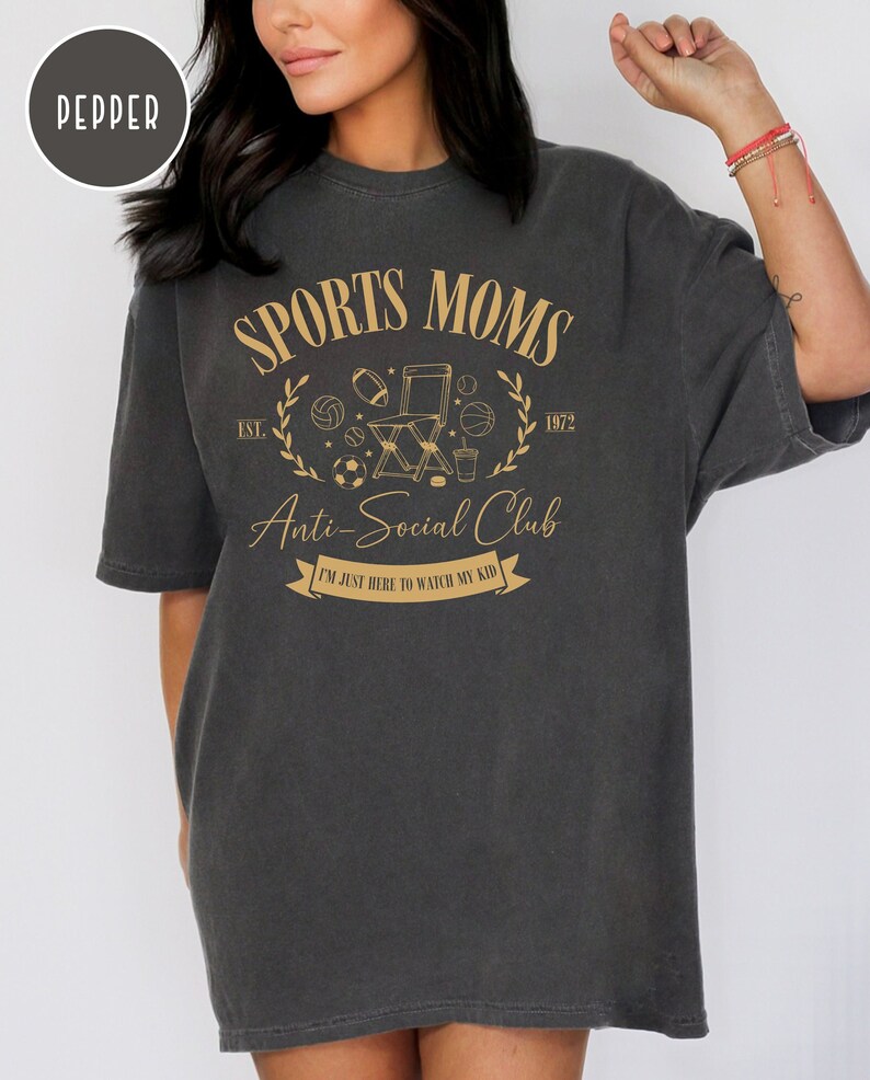 Sports Moms Anti-Social Club Sideline Social Club Soccer Mom Shirt Baseball Mom Volleyball Mom Hockey Mom Football Mom Sports Mom Era