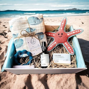 Large New Baby Gift Box: Starfish on the Beach