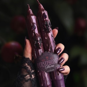 Velas rituales de Perséfone para la diosa Perséfone, decoración de altar, vela gótica, regalo para ella, velas de bruja, velas de intención de ofrenda de Perséfone.