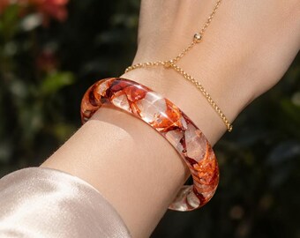 Fire Quartz Crystal Bangle Bracelet Fire Quartz Jewelry for Fire Sign Zodiac Sagittarius Jewelry Leo Gift for Aries Fire Quartz Bracelet