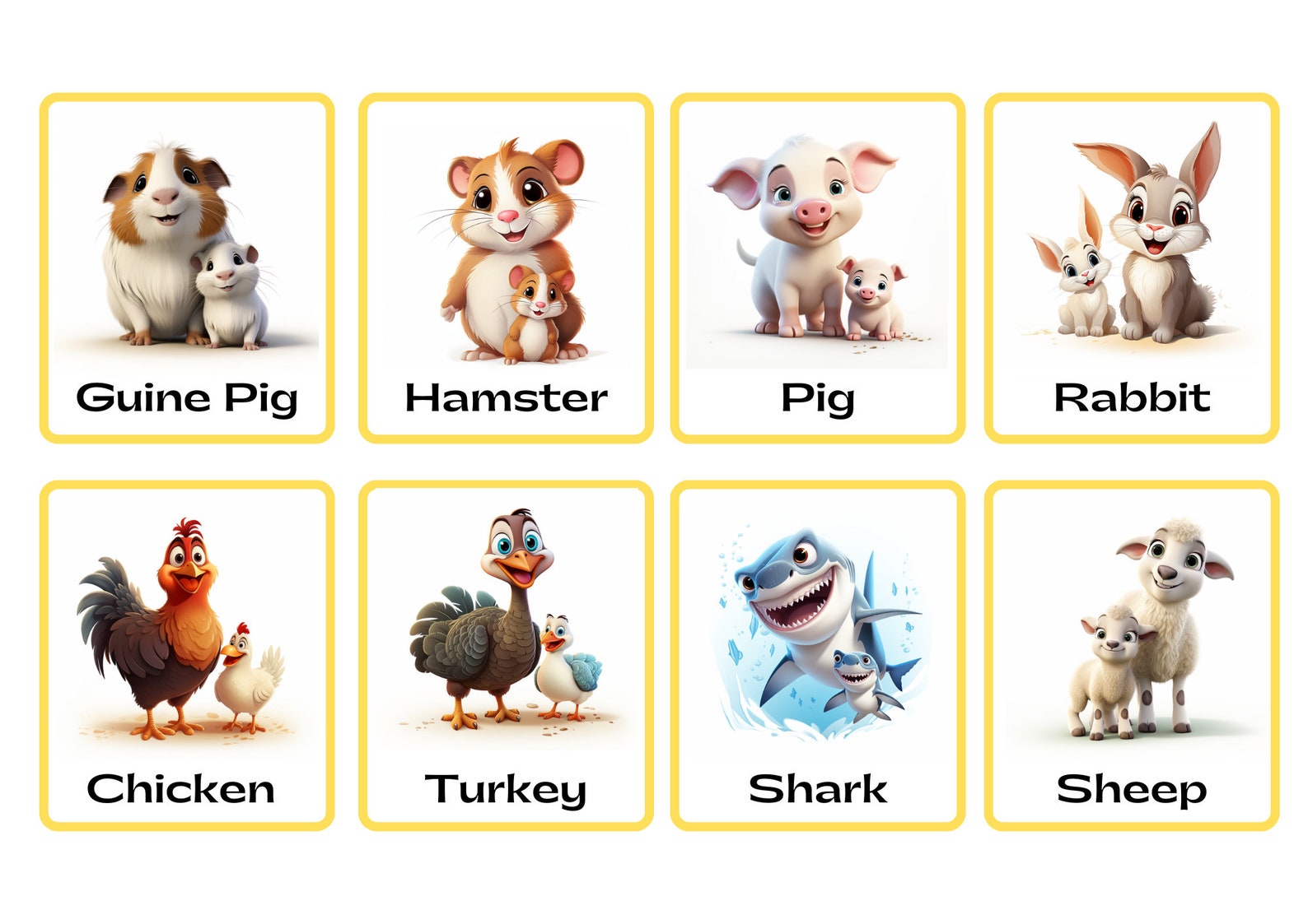 Animal Printable Flash Cards - High Quality Designed Animals - Etsy