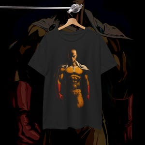 Saitama One Punch Man Anime T-Shirt, Minimalist Japanese Heavy Cotton Tee, Unisex Top