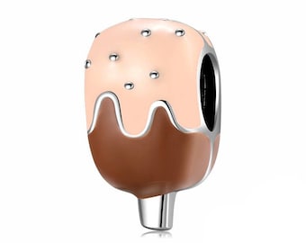 Sterling Silver Ice Cream Charm: Melted Chocolate Vanilla Enamel