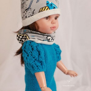 Outfit for Paola Reina doll 32cm 13&quot;-14&quot; Dress, hat and scarf, nylon tights