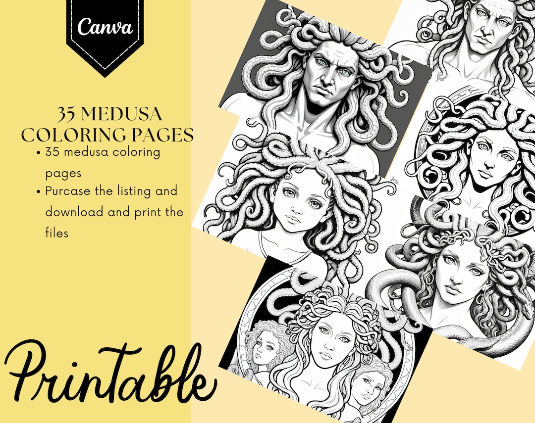 30 Printable Medusa Coloring Pages Paint - Etsy
