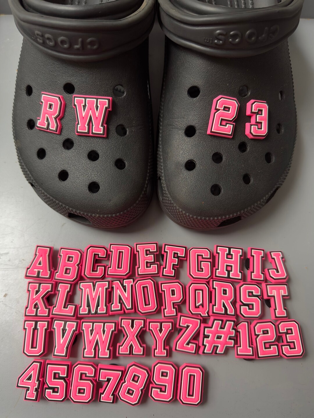 Pink Letters Numbers Croc Clog Designer Charms Team Inspired Etsy