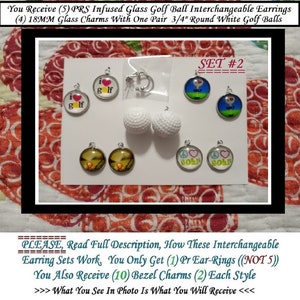 Golf Ball Earrings (5) Pairs In (1) Set Golf Ball Charm Earrings Stocking Stuffer Secret Santa Gift Golf Earring Golf Jewelry Golf Accessory