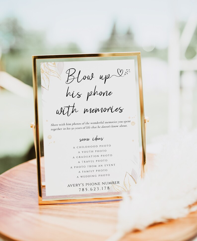 Blow up His Phone With Memories Sign Birthday Photo Game Etsy
